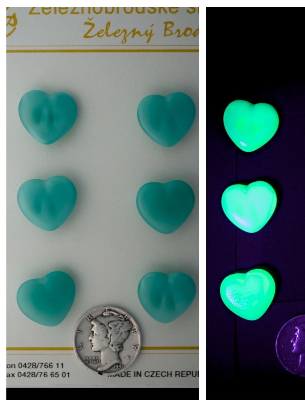 Vintage Uranium Glow Buttons